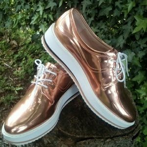 Zara metallic bronze oxfords. Size 36.